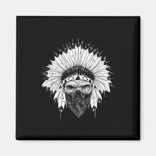 Imán Rastro del cráneo indio, tatuaje nativo americano,