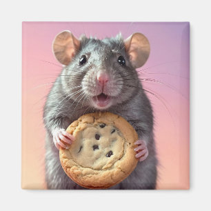 Imán Rata Cuta Con Galleta De Chip De Chocolate