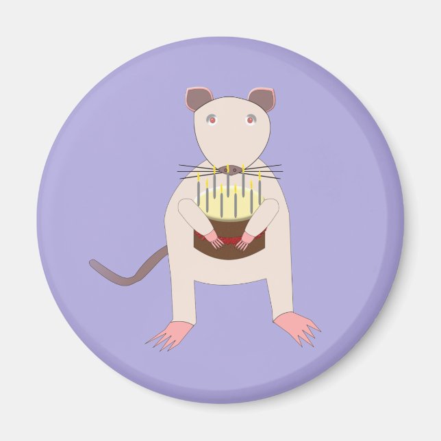 Imán Rata siamesa con pastel de cumpleaños (Frente)
