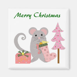 Imán Ratón con paro rosado