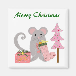 Imán Ratón con paro rosado