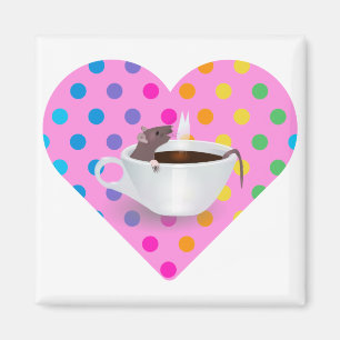 Imán ratón de café de corazón
