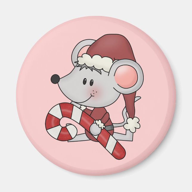 Imán Ratón del navidad con el bastón de caramelo (Frente)