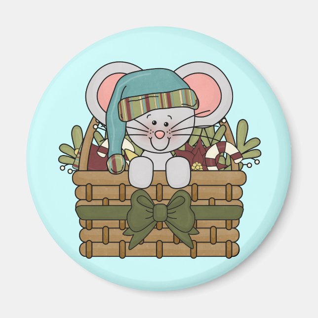 Imán Ratón del navidad en cesta (Frente)