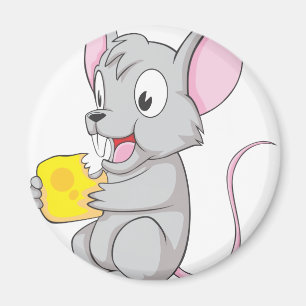 Imán Ratón feliz que come el queso