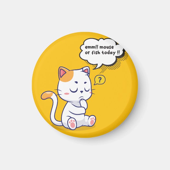 Imán ¿Ratón o pescado? - mascota gracioso - Gato de pen (Frente)