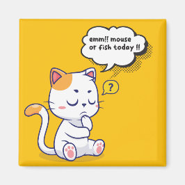 Imán ¿Ratón o pescado? - mascota gracioso - Gato de pen