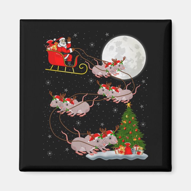 Imán Rats Santa Sleigh Flying Funny Magical Christmas P (Frente)