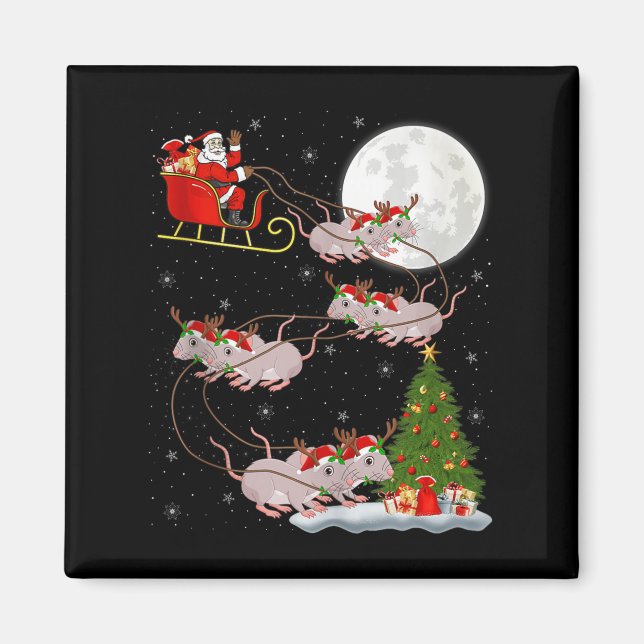 Imán Rats Santa Sleigh Flying Funny Magical Christmas T (Frente)