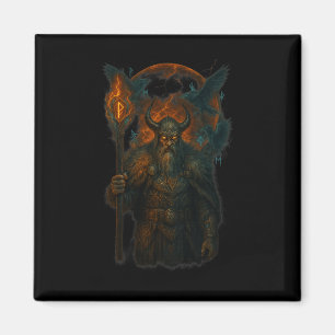 Imán Raven Viking Halloween Diseño Norse Sorcerer Moon
