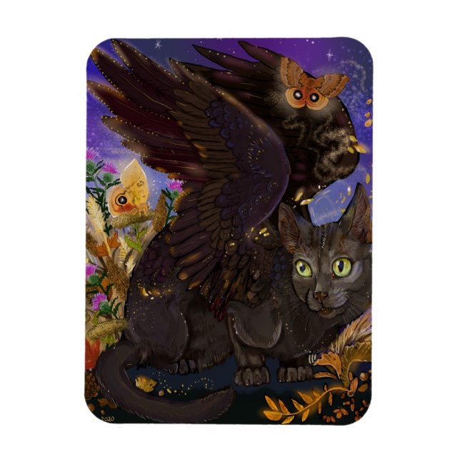 Imán Raven Winged Autumn Magic Cat (Vertical)