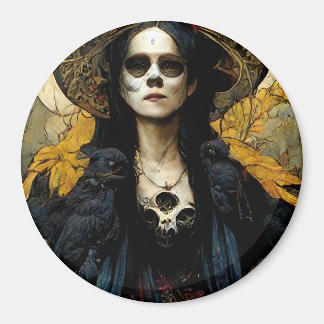 Imán Raven Witch 3 Fantasy Horror Gótico Gótico (Frente)