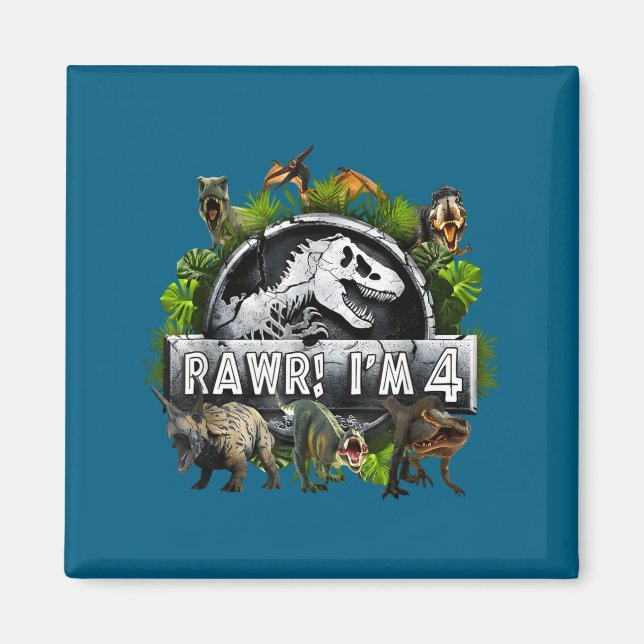 Imán Rawr I'm 4 4th Birthday T Rex Dinosaur Funny Party (Frente)