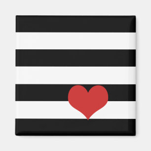 Imán Rayas blancas y negras con corazón rojo