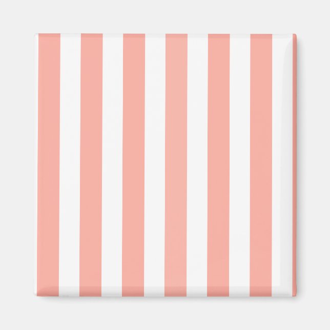 Imán Rayas de caramelo de coral y blanco (Frente)