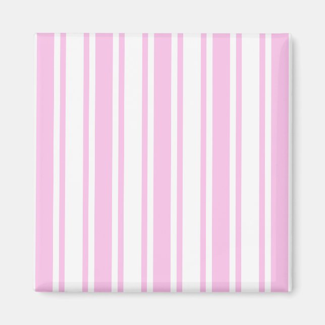 Imán Rayas de caramelo rosa claro y blanco (Frente)