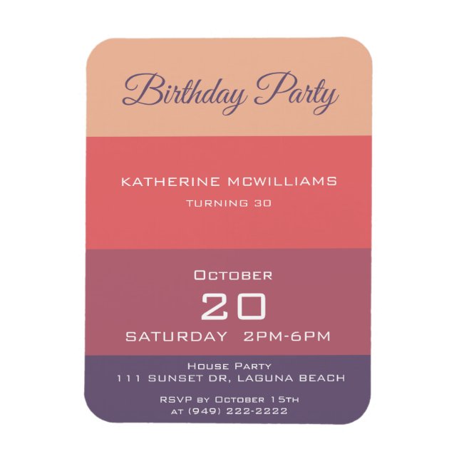 Imán Rayas de color de fiesta de cumpleaños-otoño- (Vertical)