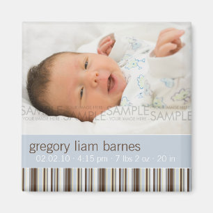 Imán Rayas de invierno Azul ・ Invitación del bebé