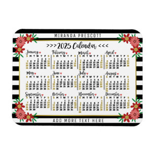 Imán Rayas Florales Mensuales del Año Calendario 2025  