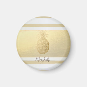 Imán Rayas modernas doradas femeninas, piña dorada  