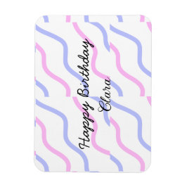 Imán Rayas moradas rosadas feliz cumpleaños añadir nomb