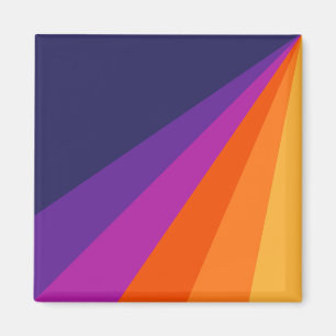 Imán Rayas retro diagonales púrpura y naranja