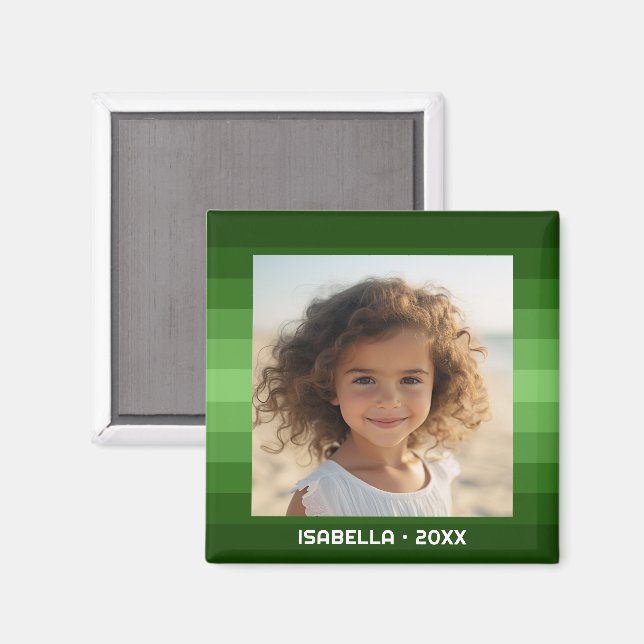 Imán Rayas retro - Navidades verdes - Foto simple (Anverso/Reverso)