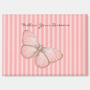 Imán Rayas rosadas con mariposa