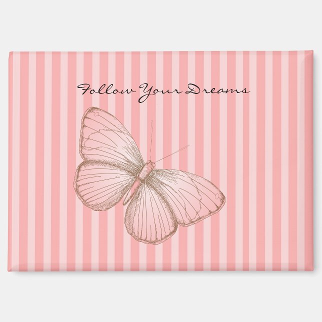 Imán Rayas rosadas con mariposa (Anverso)