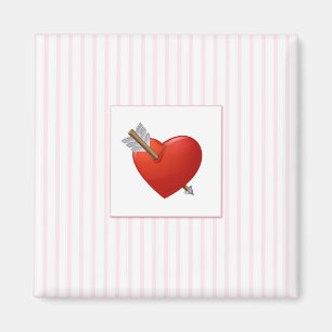 Imán Rayas rosadas - Corazón de San Valentín rojo