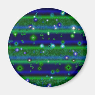 Imán Rayas verdes azules con estrellas y gotas de lluvi