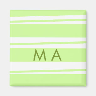 Imán Rayas verdes neón patrón griego letra monograma 