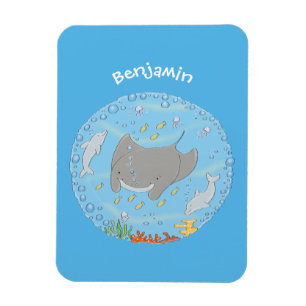 Imán Rayo de manta y burbujas ilustracion personalizado