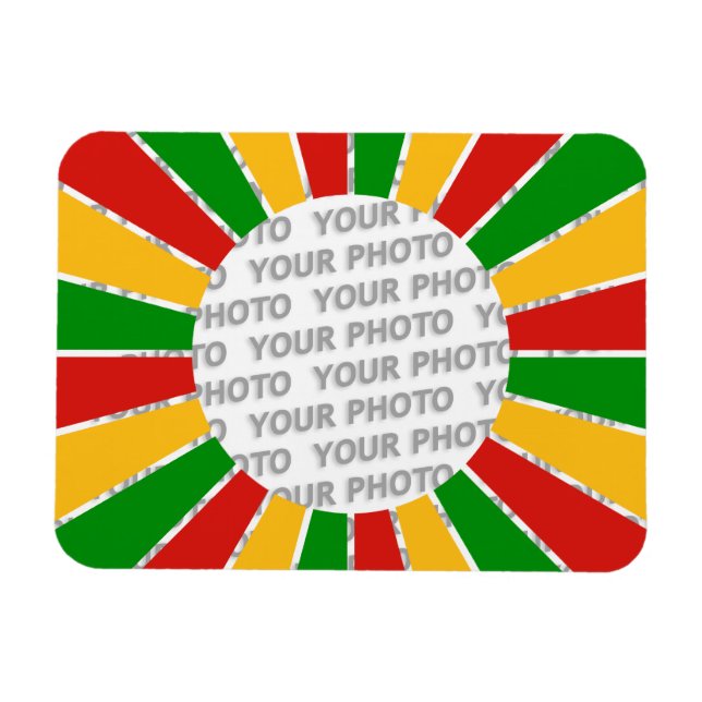 Imán RAYOS DEL BOTÓN DE LA BANDERA RASTAFARI + su signo (Horizontal)