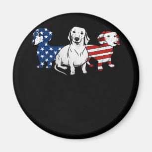 Imán Raza de Dachshund Perro Estados Unidos Bandera Pat