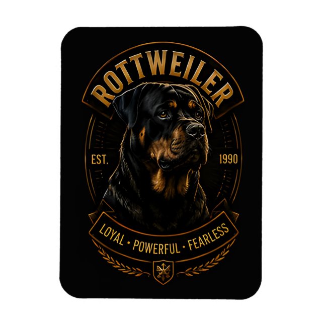 Imán Raza de perro Rottweiler Leal Poderosa Intrépida (Vertical)