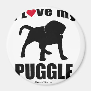 IMÁN "RAZA DEL PERRO" - PUGGLE - "AMO MI PUGGLE "