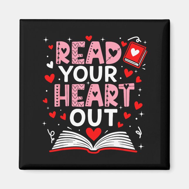 Imán Read Your Heart Out Valentine Reading Book Girl Ki (Frente)