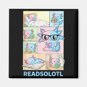 Imán Readsolotl kawaii axolotl amante de los libros div