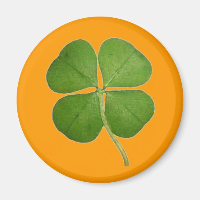 Imán Real 4 Leaf Clover Shamrock Naranja (Frente)