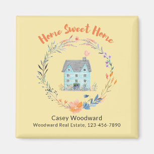 Imán Real Estate Agent Hogar Sweet Home Cute Watercolor