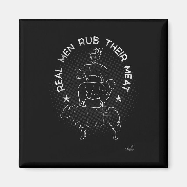 Imán Real Men Rub Their Meat Bbq Smoker Master  (Frente)