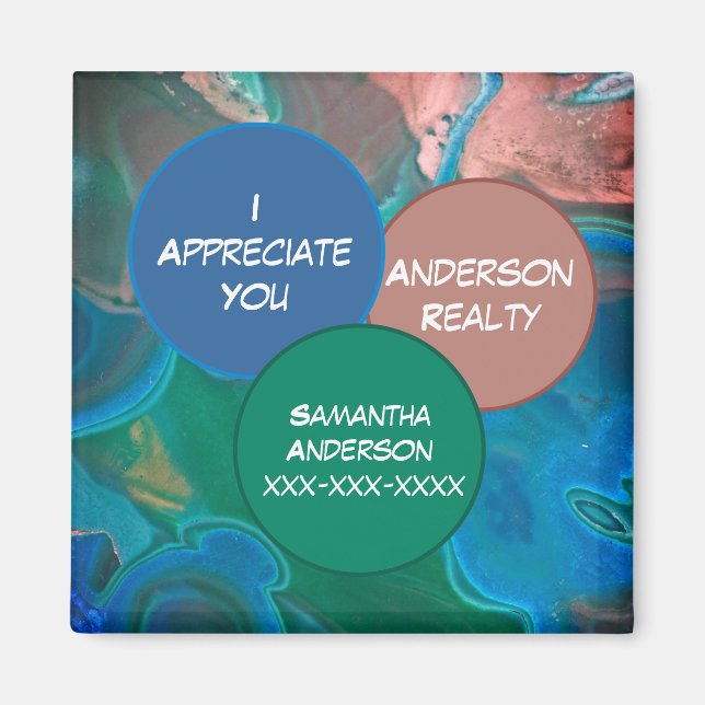 Imán Realtor Gracias Blue Gemstone Realty Business Prom (Frente)