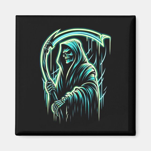 Imán Reaper Skeleton Skull Guay Halloween Heaven Metali (Frente)