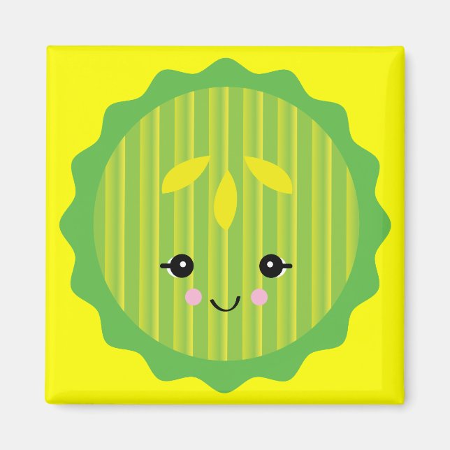 Imán rebanada de pickle kawaii (Frente)