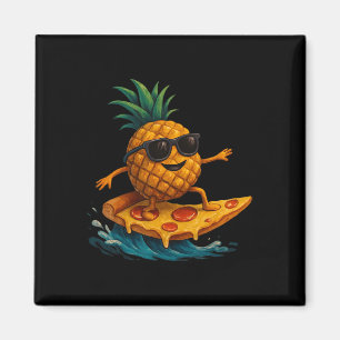 Imán Rebanada de pizza de surf de piña divertido verano