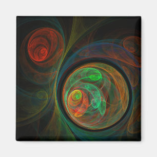 Imán Rebirth Green Abstract Art Square Magnet
