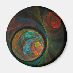 Imán Reborn Blue Abstract Art Round Magnet