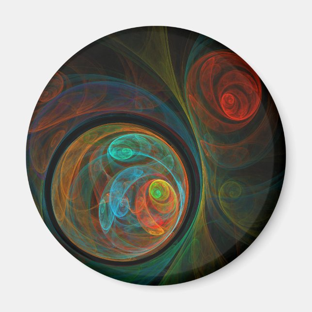 Imán Reborn Blue Abstract Art Round Magnet (Frente)