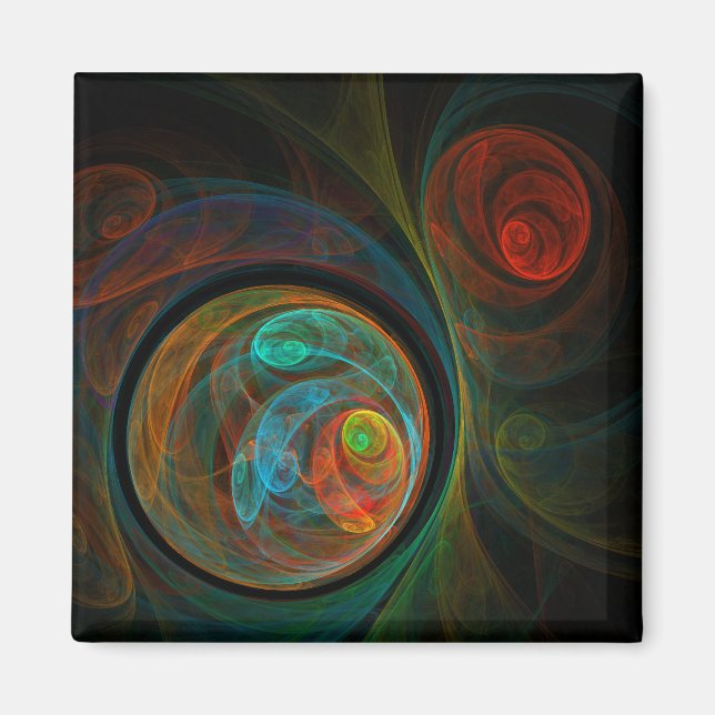 Imán Reborn Blue Abstract Art Square Magnet (Frente)